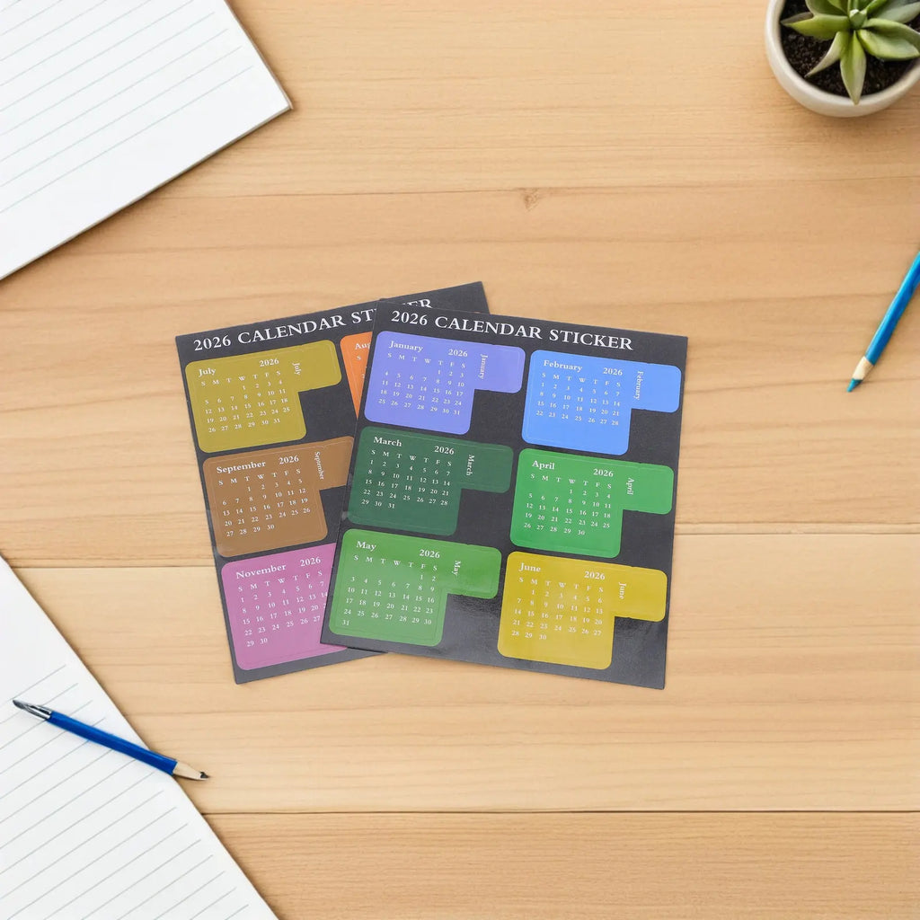 6Pcs 2026 Schedule Calendar Stickers Monthly Planner Adhesive Index Divider Tabs Colorful Notebook Weekly Planner Daily Journal