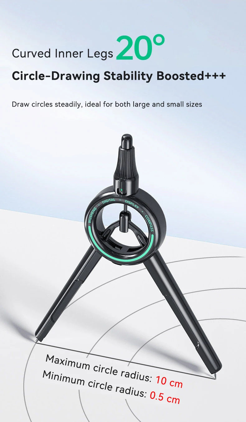 Press Student Compass Geometry Set Precision Digital Display Compass for Students Circle Drawing Gauge Tool Exam School Supplies