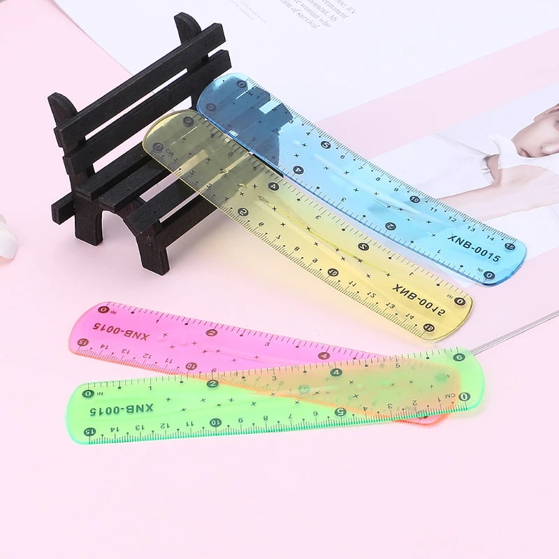 15cm Multicolor Flexible Soft Ruler Transparent Stationery Measuring Drawing Tool Teacher Educational Classroom Props QXNF