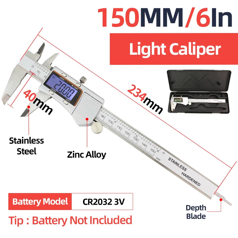 IP54 Calipers Stainless Steel Digital Pachymeter Caliber Measuring Tools Carpenter Tools Electronic Caliper Metal Vernier Ruler