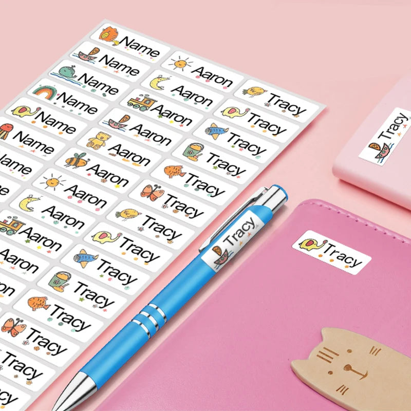 Customized School Name Stickers,Transparent Waterproof Labels for Kids Supplies-Multilingual Design,DIY Crafts Personalization‌