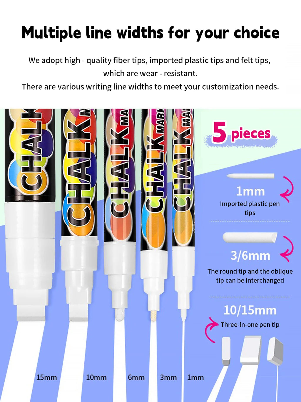 1/3 Pcs White Liquid Chalk Painting, Marking Erasable Dust-free Water-soluble Marking Pen School Classroom Office Supplies