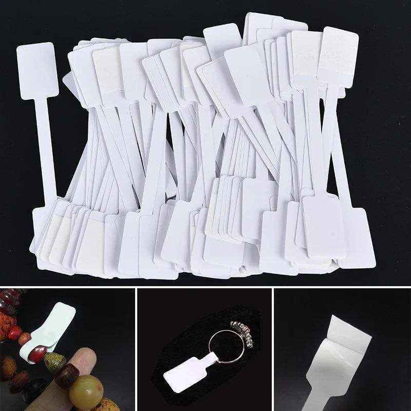 100pcs White Price Label Tags with Hanging String Jewelry Stationery Shoes Cloth