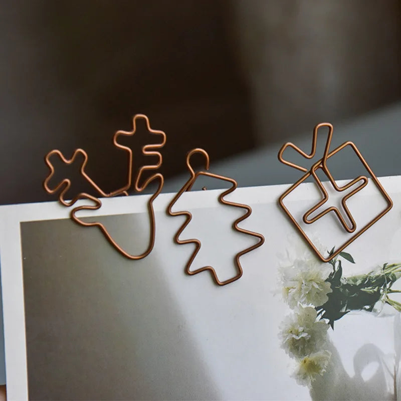20pcs Retro Metal Clips Mini Christmas Tree Paper Clip Bookmark Book Binding Notebook Decor Stationery School Binding Supplies