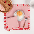 Lotus Shaped Embroidered Edge Napkins 4pcs/set Thickened Pure Cotton Breathable Placemats for Weddings Christmas Daily Party