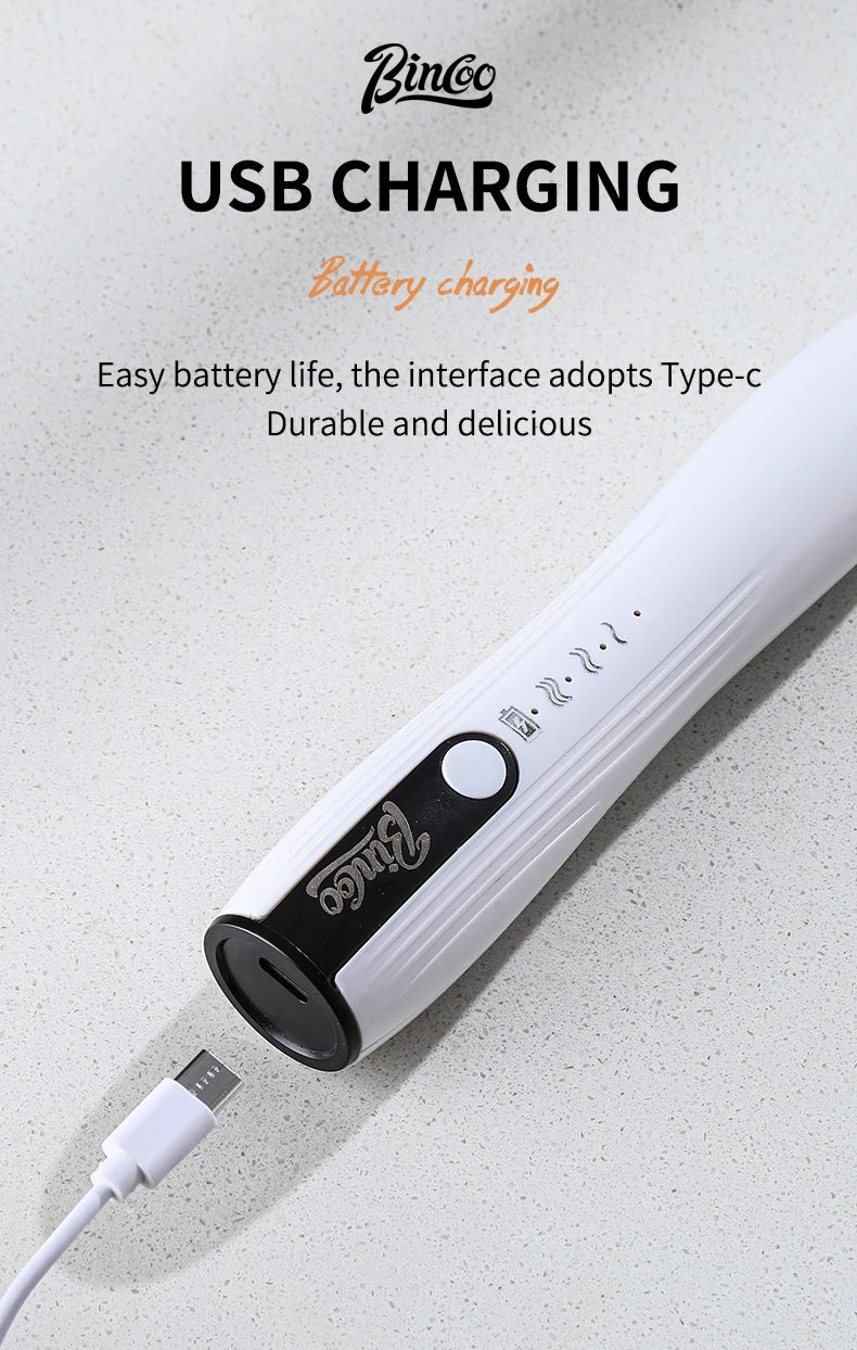 Bincoo-Electric Coffee Milk Maker, Handheld Household Mixer, Adjustable Double-Headed Gear