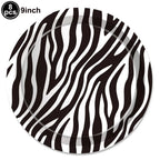 Jungle Safari Wild Animal Party Supplies Disposable Jungle Zoo Animal Print Paper Plates Napkins for Birthday Party Baby Shower