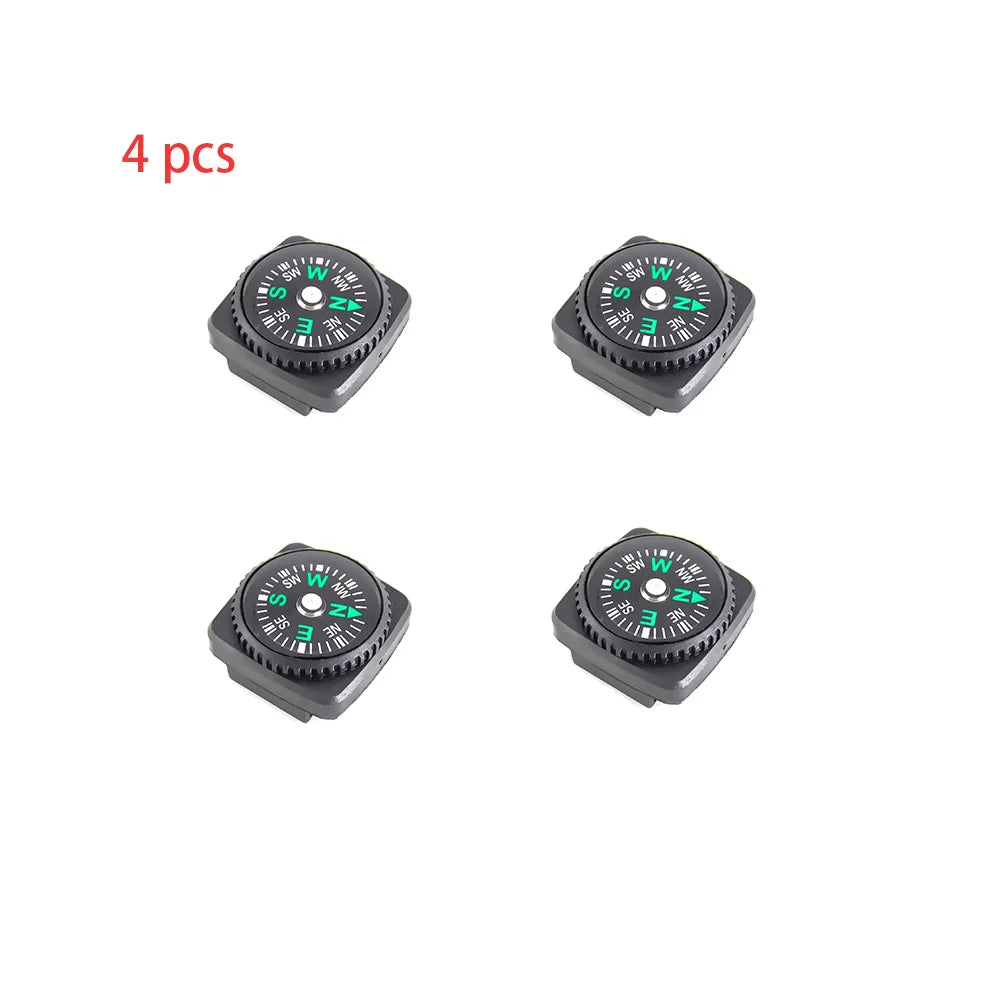 4pcs Belt Buckle Mini Compass Portable Button Compass for Survival Watch Band Paracord Bracelet Pack Emergency Navigation Tool