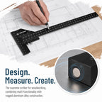 Multi-Angle Sliding T Square Ruler Anodized Finish Aluminum Alloy Construction Sliding Depth Gauge Woodworking Scribe Ruler