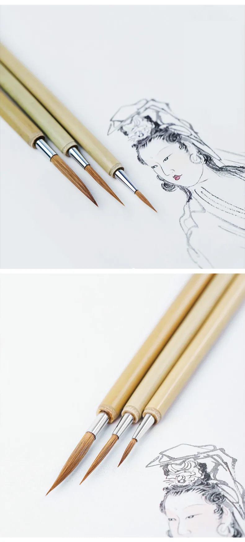 Line Drawing Brushes Chinese Mixed Hair Brush Chinese Calligraphy Small Regular Script Brush Pen Meticulous Drawing Stationery