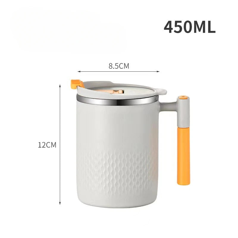 450ml Double Wall Stainless Steel Coffee Mug Heat-Resistant & Anti-Scalding 304 Steel Thermos Cup with Handle & Leak-Proof Lid