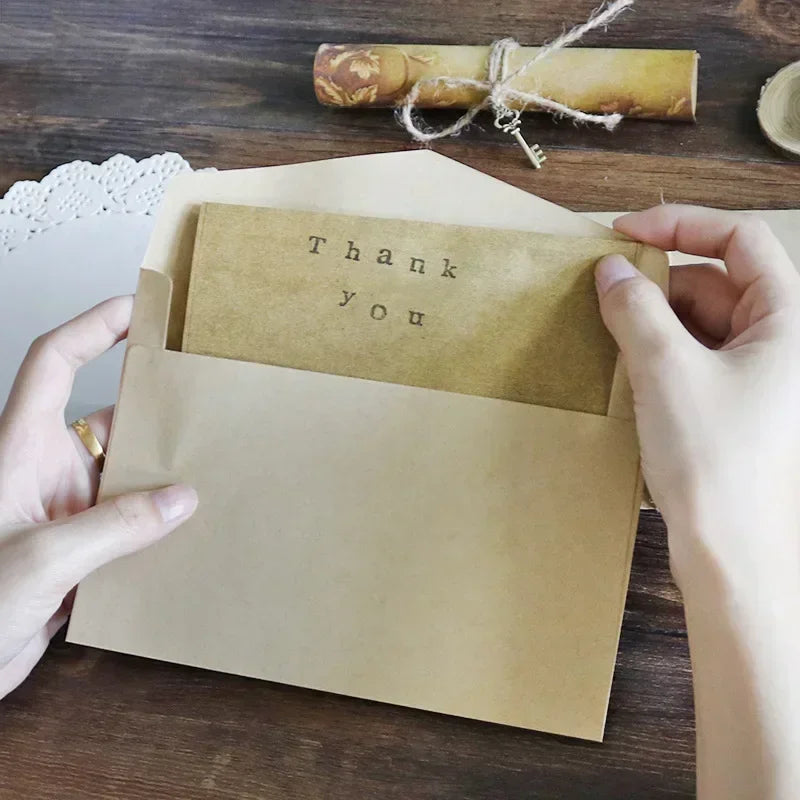 Retro Vintage Kraft Envelope Letter Pad Set Old Europe Style Love Letter Invitation Envelopes Writing Paper With Rope