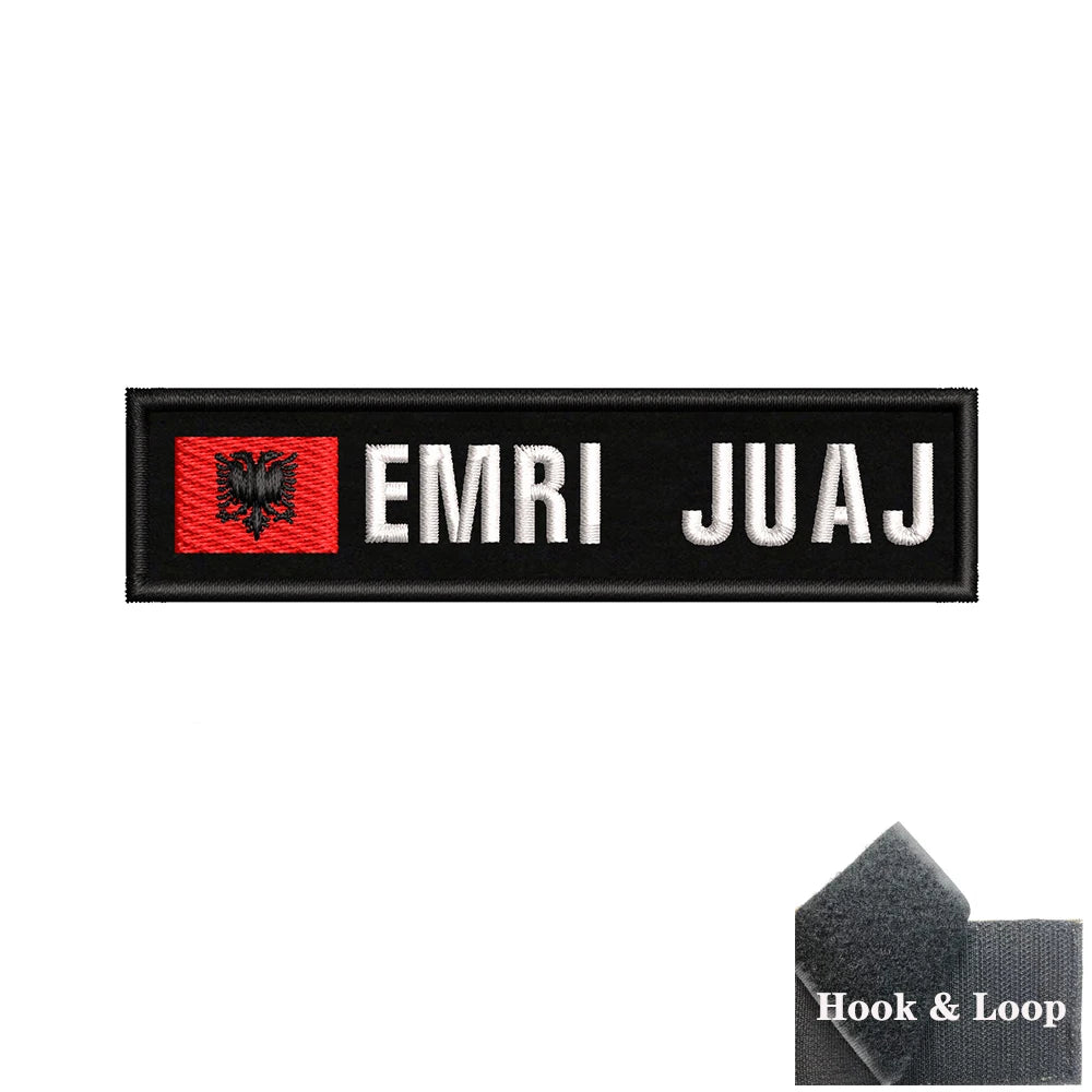1PC 10cmX2.5cm Custom Name Flag Patch Stripes Badge Iron On Or Hook Loop Armband Germany Luxembourg Armenia Serbia Singapore