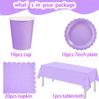 Light Purple Birthday Party Supplies Lavender Paper Cup Plate Napkin Tablecloth for Kids Birthday Wedding Baby Shower Decor