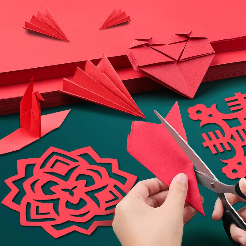 100pcs Red Double Sided Origami Handmade Square Paper cutting DIY Scrapbooking Craft A4 80gsm Copy Paper Inkjet Laser Printing