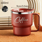 WORTHBUY 304 Stainless Steel Double Wall Insulated Coffee Cup With Handle Portable Students Leak-proof Water Cup Milk Coffee Mug
