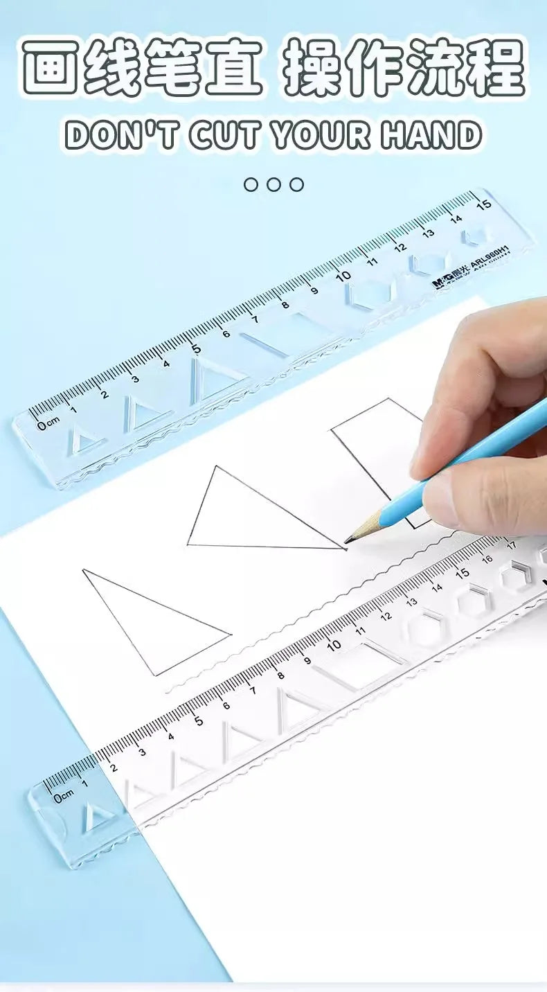 M&G Soft Straight Ruler Transparent 15/20cm Ruler Wave Ruler Painting Drawing Tool Bendable Multifunctional Creative Drawing Rul
