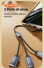 NNBILI 3 in 1 USB A/Type C Splitter HUB Expansion Cable Multi Port Expander Phone Charger  Adapter OTG Charging For Phone Table