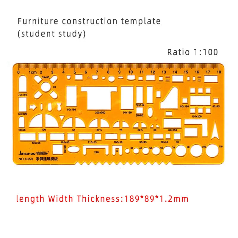Template Measuring Ruler Circular Oval Ruler Durable K Resin Drawing Design Furniture Architect Template Drafting Ruler