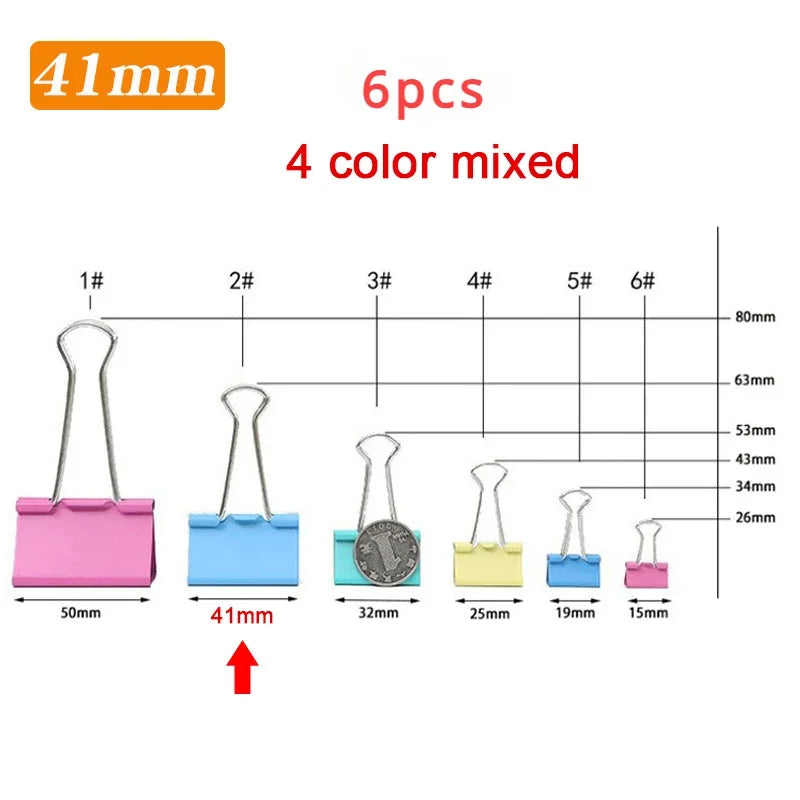 5-30Pcs Metal Binder Clips Colorful File Paper Clip 15/19/25/32/41/51mm Used for Books Stationery Clip School Office Supplies