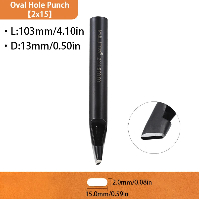 WUTA Basic Series 1pc Leather Belt Hole Puncher Oblong Hollow Punch Oval Flat Punches DIY Craft Tools for Strap Watch Band Bags