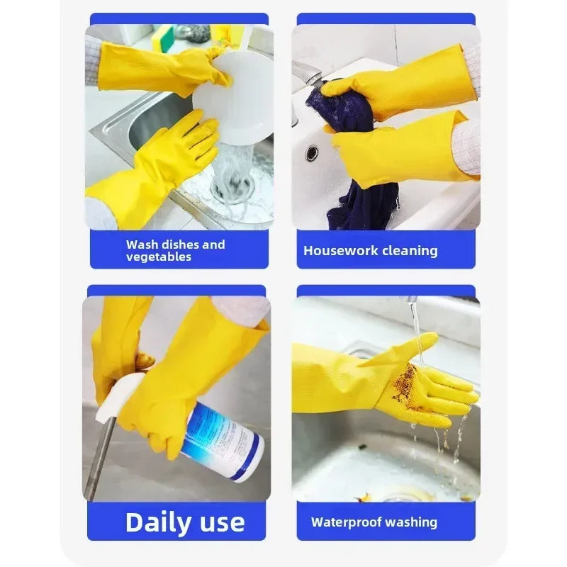 Natural Latex Gloves,Rubber,Household Kitchen Dishwashing And Laundry Car Wash,Thickened Acid And Alkali Resistant Latex Gloves