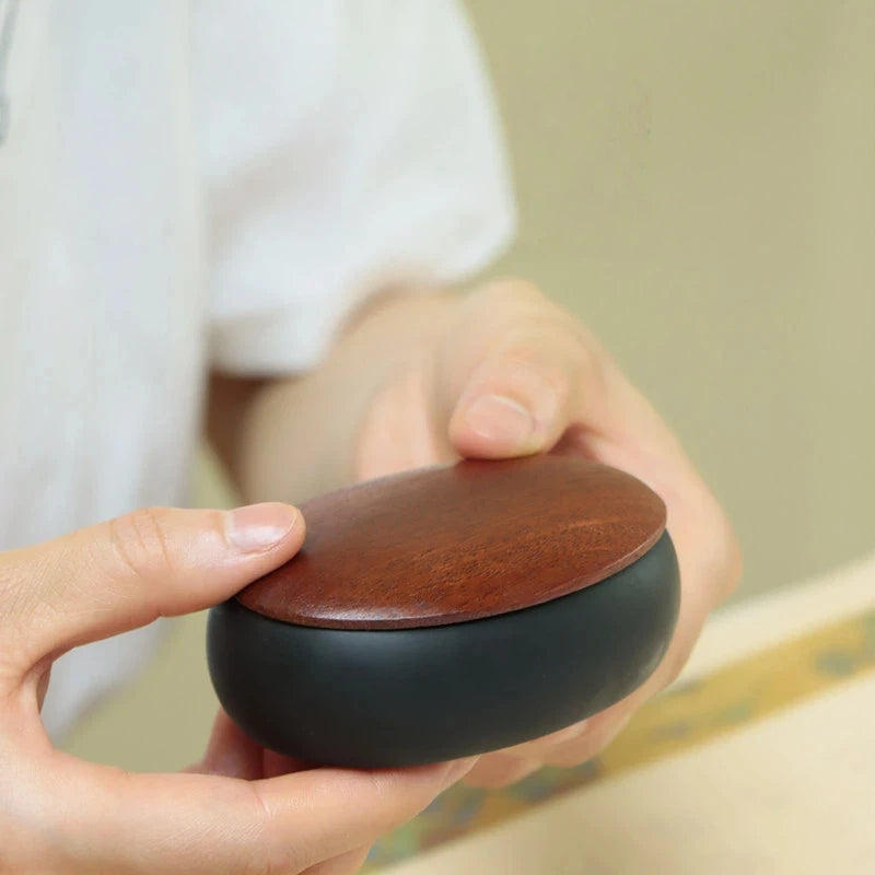 She Inkstone with Lid Antique Chinese Ink Stone for Calligraphy Writing and Traditional Painting Practice Natural Rock Inkstone