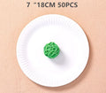 50pcs Paper Plate, Disposable Party Tableware, Bone Spitting Plate, Picnic Plate, Children's Drawing Diy White Cardboard, Decora