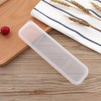 Portable Travel Tableware Storage Box with Transparent Cover Utensil Organizer for Outdoor School Home Dinnerware Kit