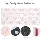 Leather Desk Pad Protector Pink Love Heart Bunny Flower Rabbit Bow Y2K Star Angel Mouse Pad Office Desk Mat PU Desk Blotter Pad