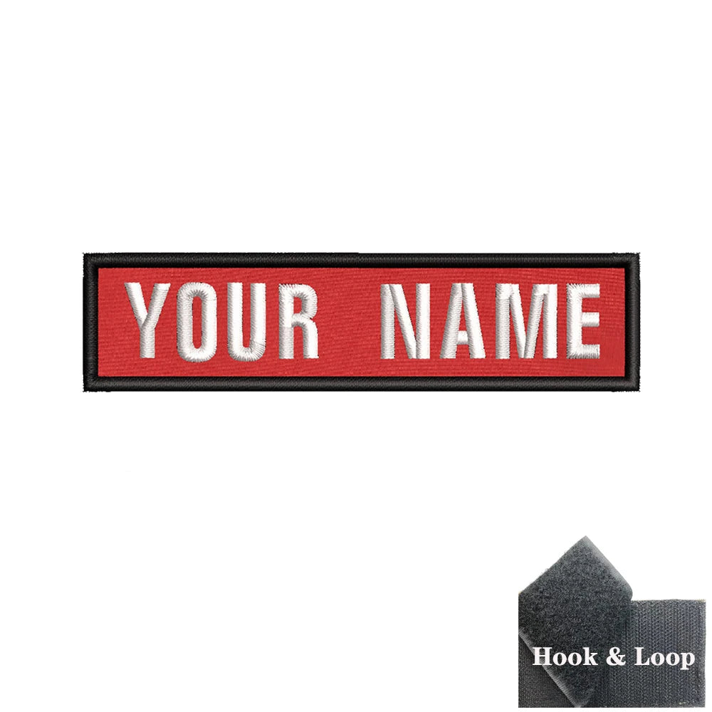 1PC 10cmX2.5cm Custom Personalized Name number Patch Stripes Badge tags chevrons Armband Iron On Or Hook Loop embroidered