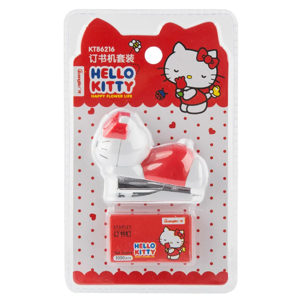 Genuine Sanrio Hello Kitty Stapler Set with Staples Bookbinding Machine Creative Stationery Gift for Women School Office
