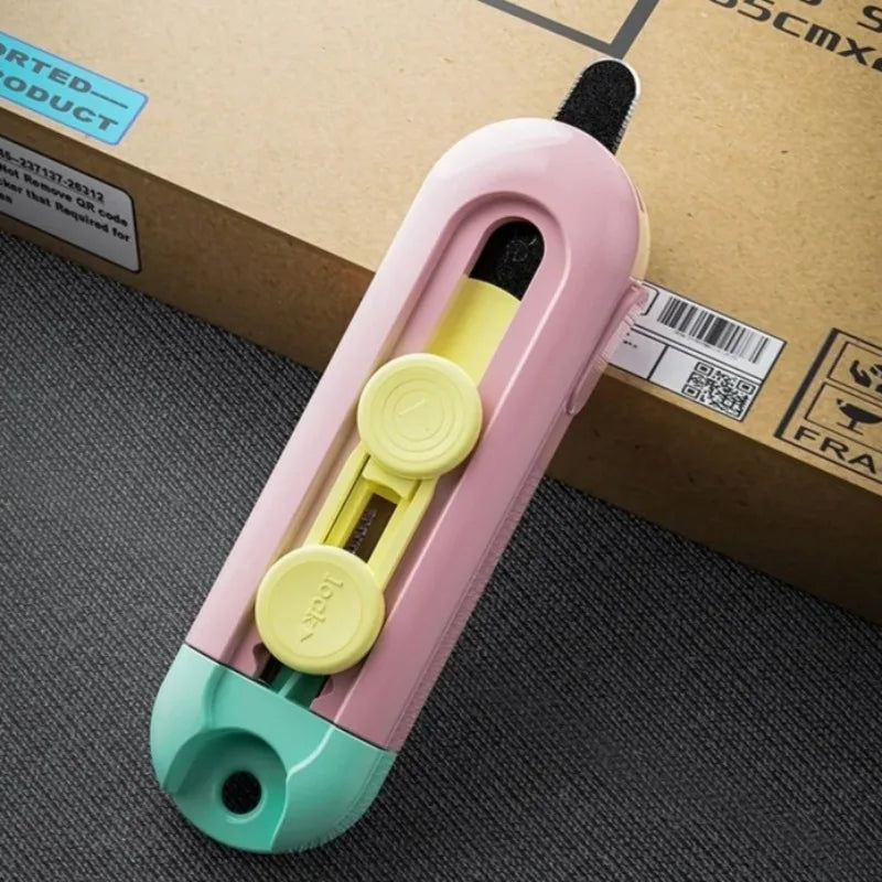 Portable Magnetic Utility Knife Mini Box Opener Letter Cutter Paper Cutting Tool Safety Retractable School Office Stationery