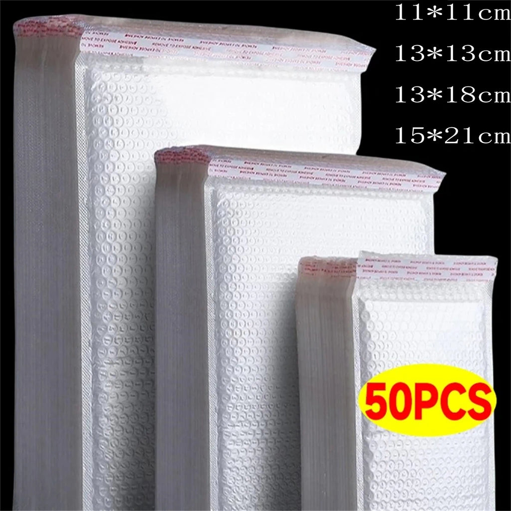 10-50Pcs Bubble Envelopes White Foam Shipping Bags Poly Bubble Mailers Pad Self Seal Packing Bags for Magazine 11cm 15cm 23cm