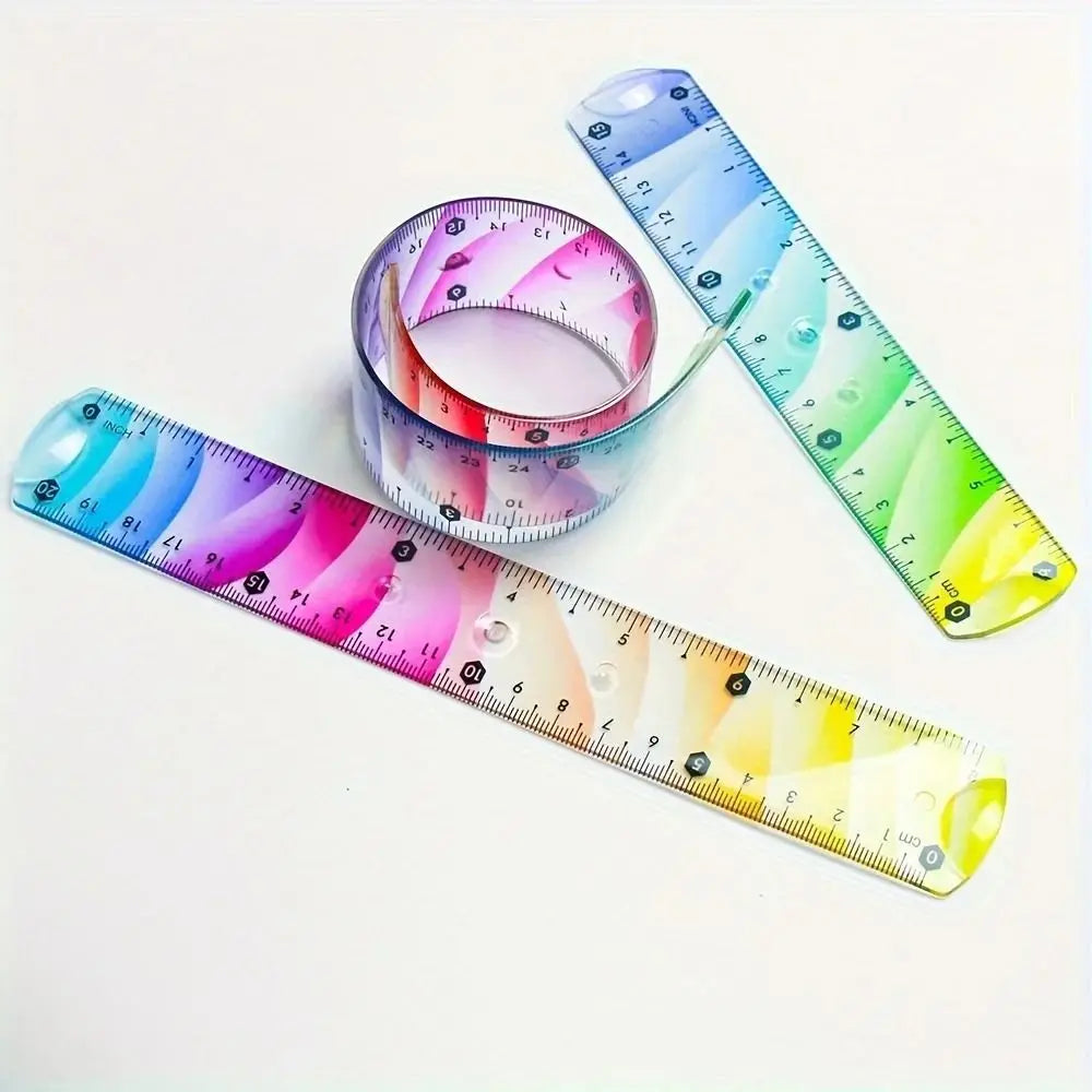 Multifunctional Plastic Soft Ruler Set Flexible Freely Bendable Set Square 20/30CM Drawing Measuring Tools Protractor Gift