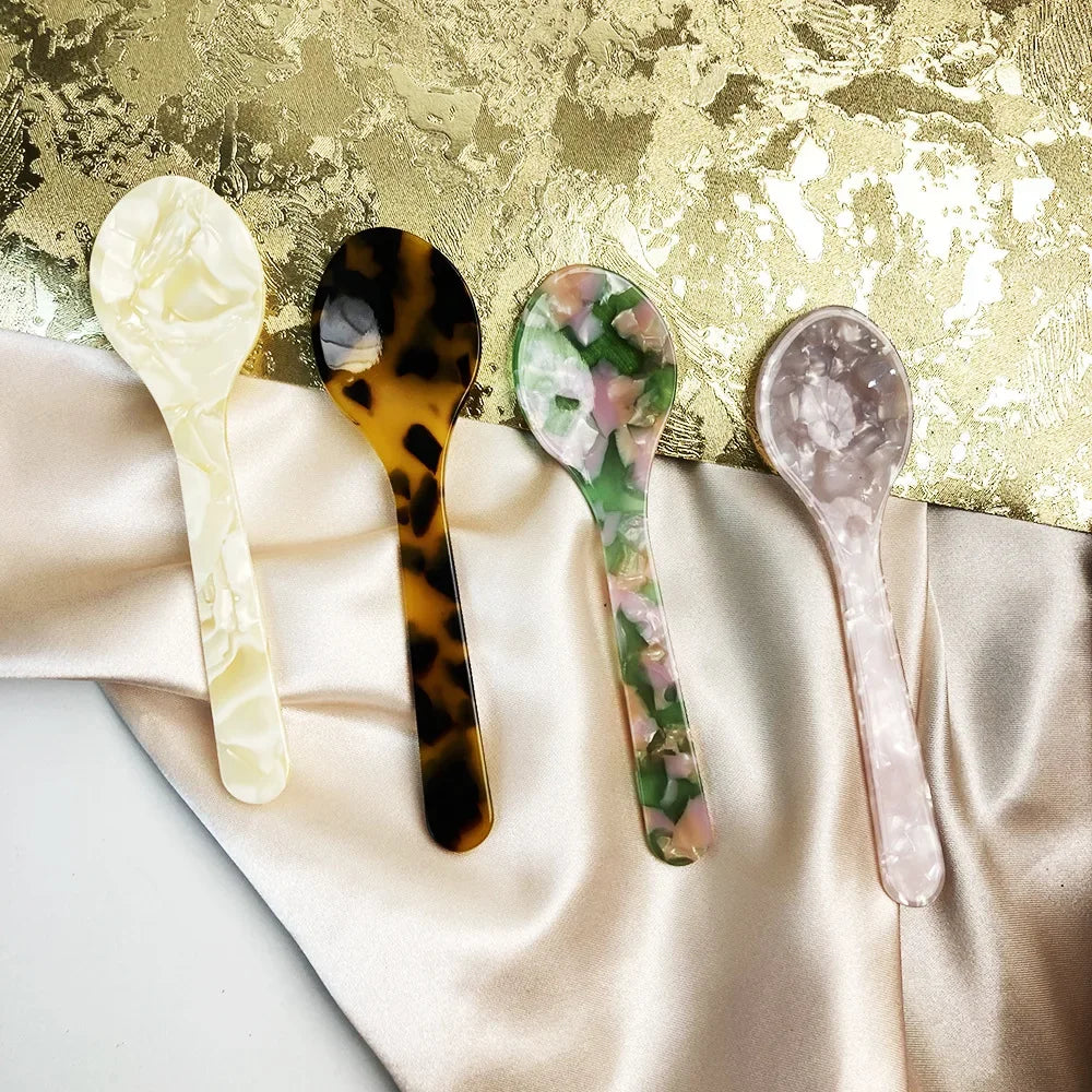 Colorful Acrylic Ice Cream Spoons Coffee Caviar Stirring Spoons Dessert Teaspoons Kitchen Tableware Craft Tools