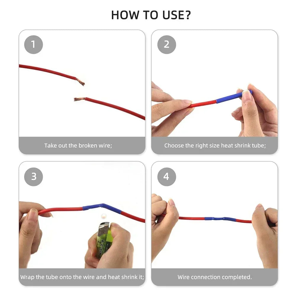 Heat Shrink Tubes Set Retractable for Cables Retractable Heat Pipe Wire Heat-shrinkable Sheath Case Tube Heat Shrink Tubing Set