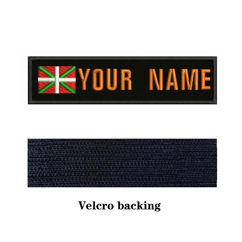 Basque Flag 10X2.5cm Embroidery Custom Name Text Patch Stripes Badge Iron On Or  Patches