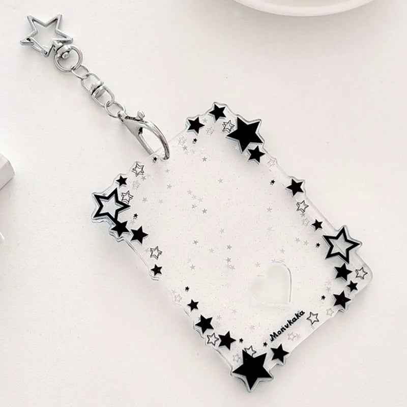 Transparent Clear Acrylic 3 Inch Kpop Photocards Holder Photos Cards Star Holder Bags Pendant Star Chaser Card School Stationery