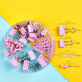 72Pcs Color Binder Clips Paper Clips Push Pin Set Rose Gold Push Pins Cute Stationery for Office Accessories School Supplies