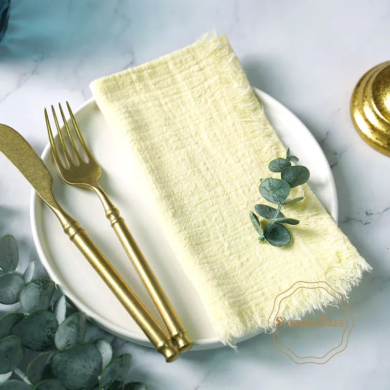 Napkin 41x41cm Cotton Cloth Gauze Retro Burr Rustic Kitchen Towel Dining Place Mat Wedding Party Dinner Mariage Table Decoration