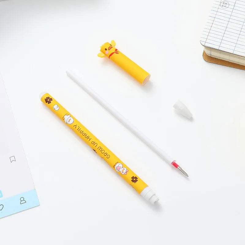 4/8pcs Colors Erasable Gel Pens with Erase Ink Cute Animal Pen Colours 0.5mm/0.7mm Tip Fine Ballpoint Pen for School Office Gift