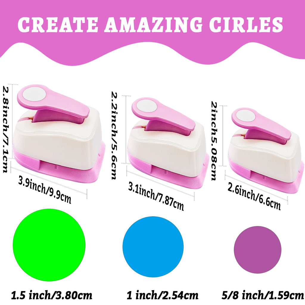 3pcs Circle Paper cutter for crafts Hole Punches Tool Set 3/8 5/8 1 inch 25 16 9mm Paper Crafts Shapes for cardmaking scrapbook