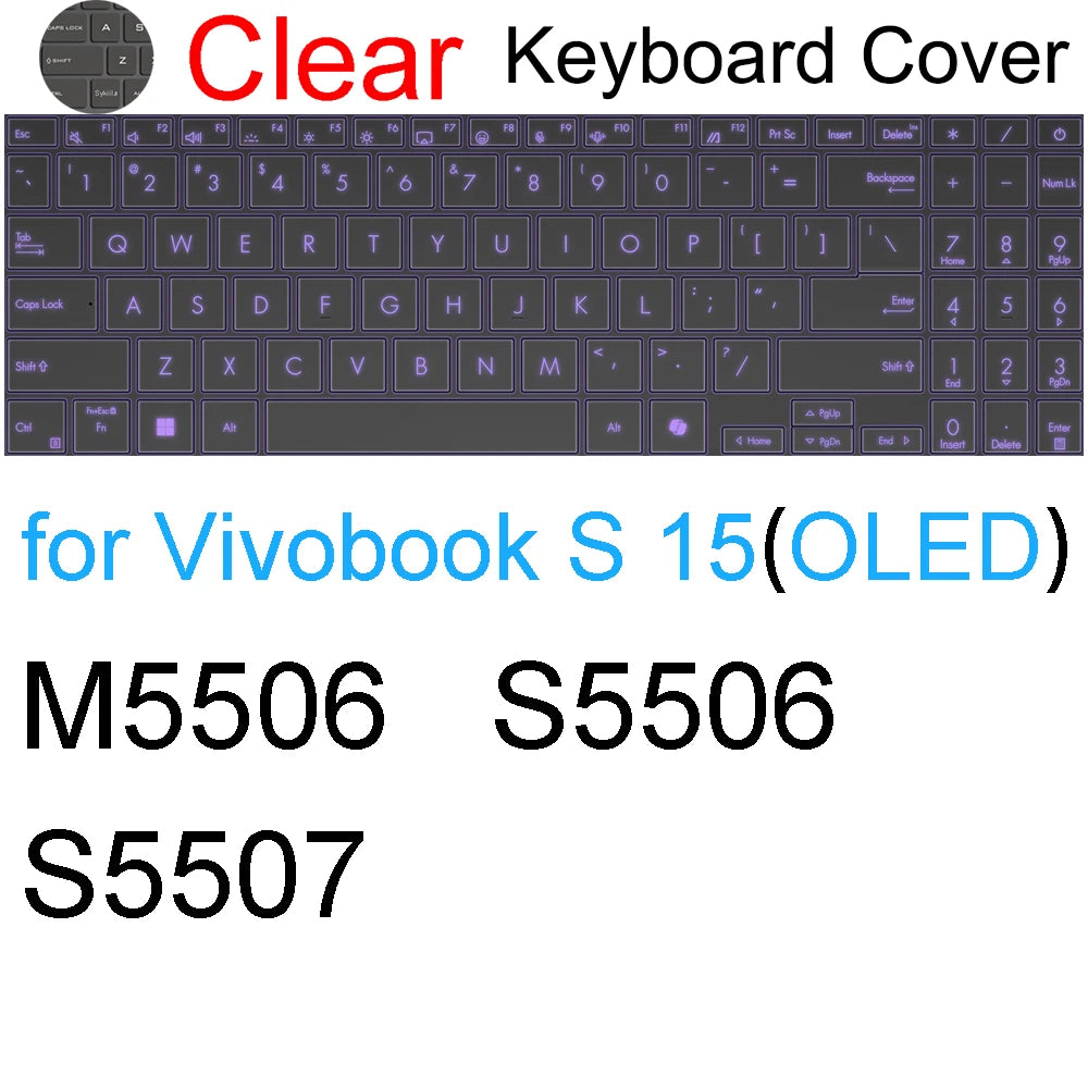 Keyboard Cover for ASUS Vivobook 15 Pro 15X OLED GO S S15 N6506 S5507 S5506 M5506 X1505 M1505 K3504 Silicone Protector Skin Case