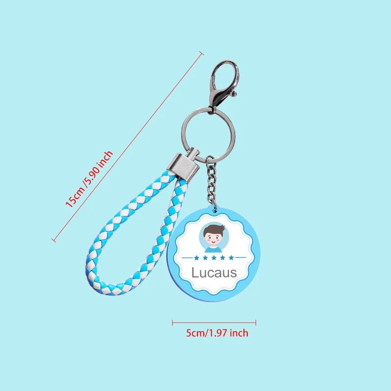 Personalized Leather Keychain with Custom Name - Anti-Loss Rope Tags for Children School Bags & Kindergarten Gifts
