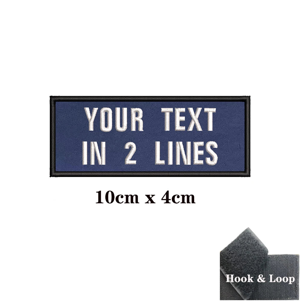 1PC Custom Name Patch Stripes Badge 10X2.5CM,8X5CM,10X4CM, 8X2.5CM,12X2.5CM,15X5CM,20X7CM,25X8CM Iron On Or Hook Loop DARK BLUE