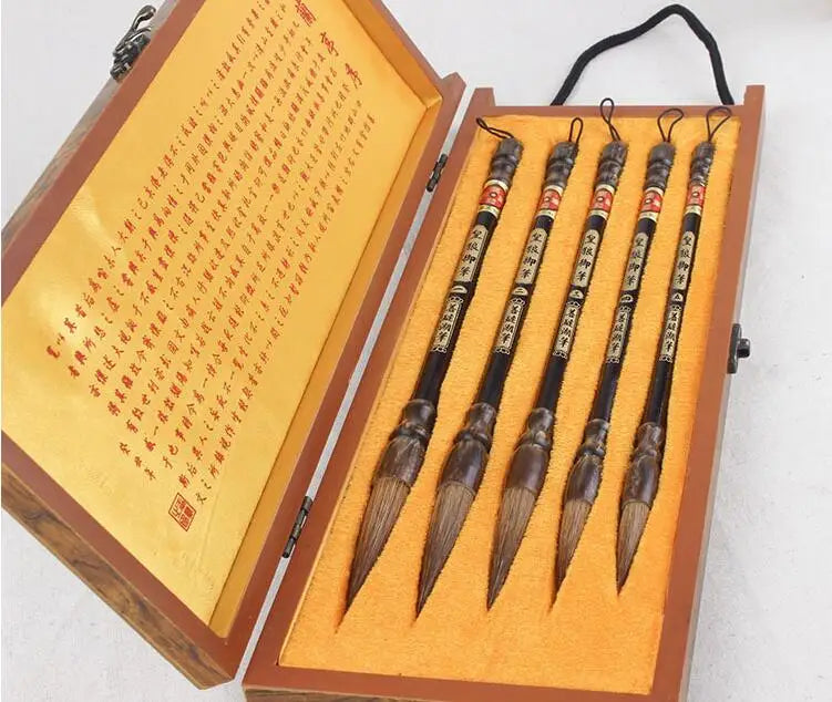 Calligraphy Brush Pen with Gift Box Traditional Chinese Painting Calligraphy Brushes Set Mixed Hair Regular Script Brush Art Pen