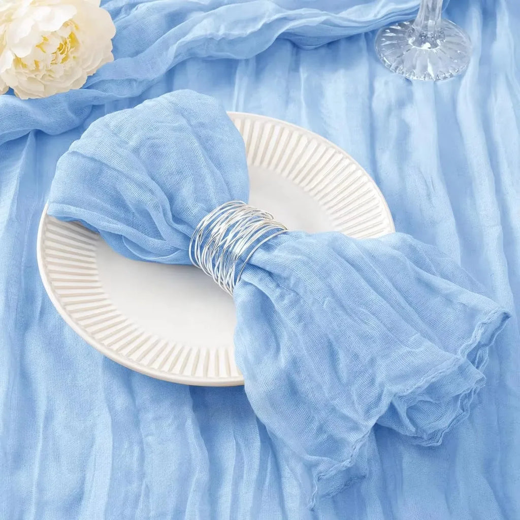 12 PCS Gauze Table Napkins 20x20 Inch Soft Cheesecloth Wrinkled Dinner Napkins for Weddings Party Reception Anniversary