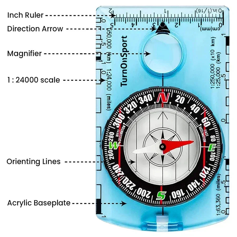 Waterproof Compass Outdoor Gadget Navigation Hiking Compass Camping Orienteering Backpacking Map Reading Compass for Scout Kids