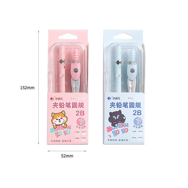 Metal Zinc Alloy Compasses Set,2B Pencil,Drawing Gauge,Removable Pencil,With Sharpener,Student Products 2218
